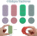 Close up view of the layered bristle textures on the silicone fidget strips.