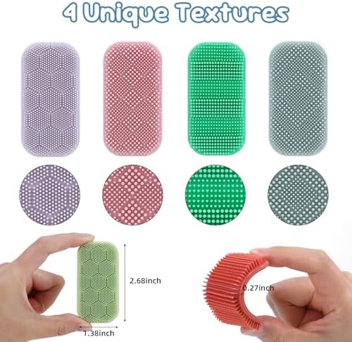 Close up view of the layered bristle textures on the silicone fidget strips.