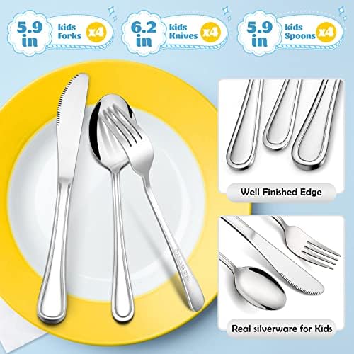 Top down view of E-far stainless steel cutlery for preschoolers
