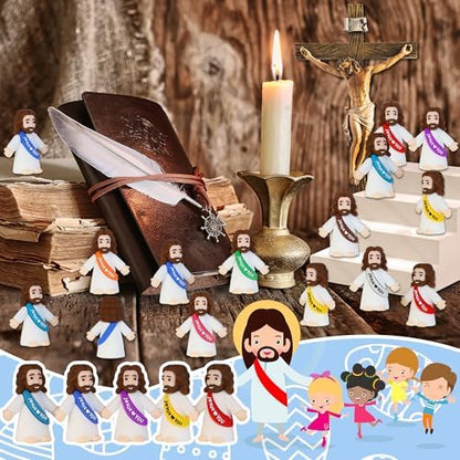 Close up of Bamamon tiny Christ toys showing spiritual message text