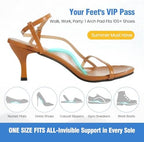 Plere gel inserts providing high arch support for women's high heel shoes.