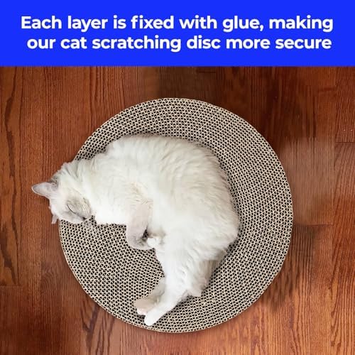 Top down perspective of the durable round cat scratching board replacement insert.