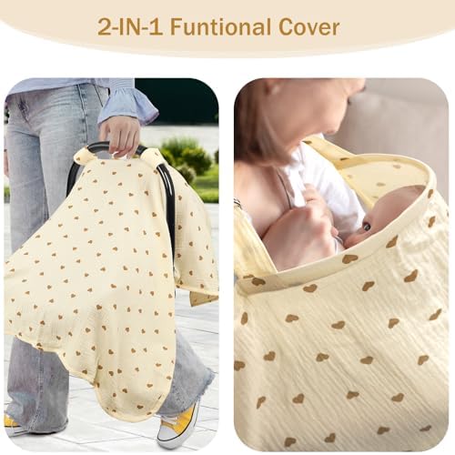 Hooyax muslin nursing cover on baby car seat