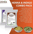 Back label of Zenia henna and indigo combo detailing instructions for the two step process