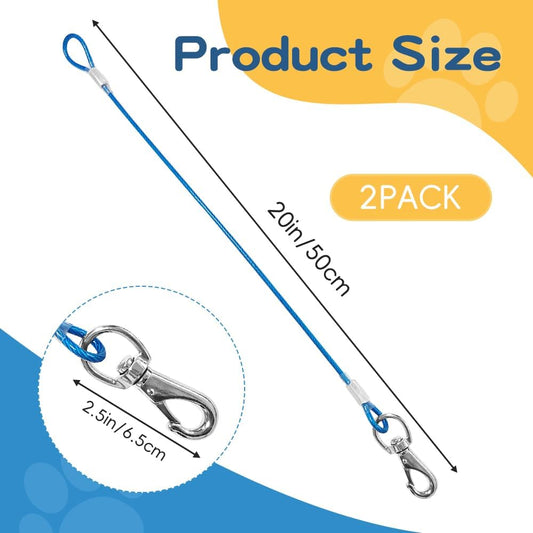 Heavy duty anti bite wire rope extension lead attached to a standard dog collar.