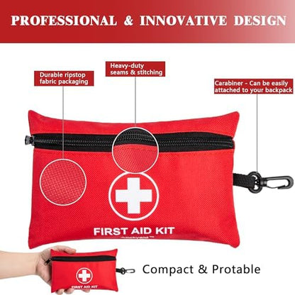 Atickyaid first aid kit stored in a car glove compartment for road trip safety.
