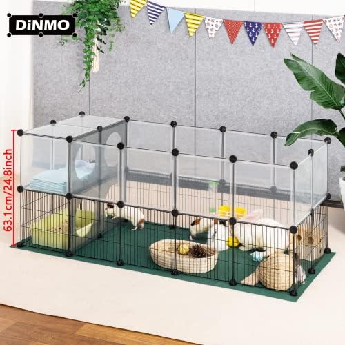 DINMO Small Animal Playpen with Oxford Mat, 24 inches Height, Pet Exercise Fence, Home Protector, Iron Mesh and Plastic Combination, Visualization, DIY, Games Hole Series, 60.2 x 24.8 x 24.8inch - Image 3