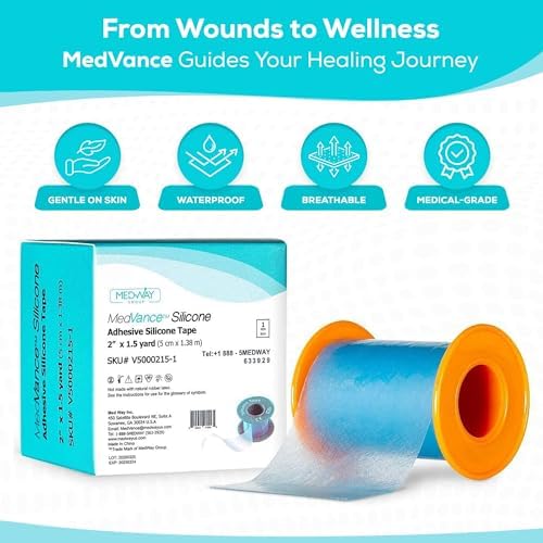 Close up of MedVance soft silicone adhesive tape roll demonstrating the easy cut perforation lines.