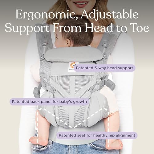 Ergobaby all position ergonomic baby carrier close up on adjustable bucket seat