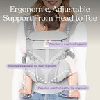 Premium cotton toddler carrier back view with crossed padded shoulder straps