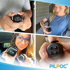 Compact twelve sided anxiety relief tool held in a hand demonstrating portable ergonomic scale