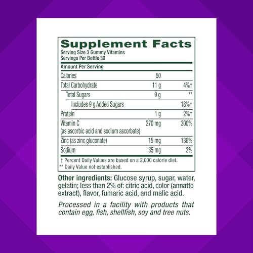 Close-up of Vitafusion strawberry tangerine flavored zinc adult chewable supplements