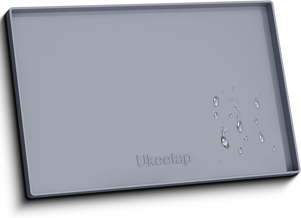 19" x 12" Extra Thick Silicone Mat Waterproof with Raised Edge, Gray - Image 11