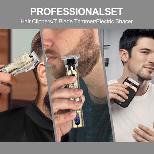 LQT metallic hair clipper showing the built-in digital battery percentage indicator light on the handle.