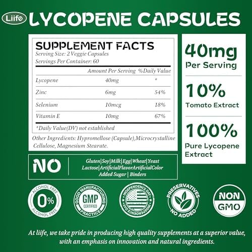 LIIFE tomato extract capsules ingredient nutrition facts label panel