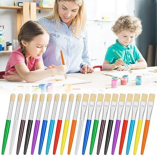Durable hog bristle preschool painting tools designed for acrylic and watercolor artwork