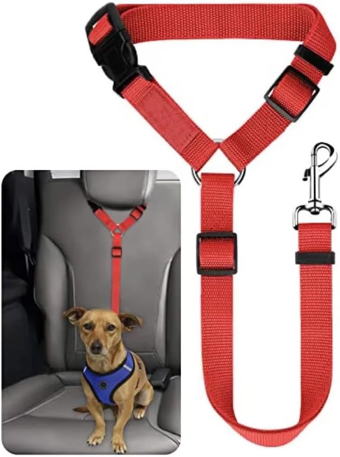 Adjustable nylon pet safety strap for car travel