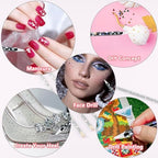 Blulu 17 piece rhinestones pick up kit neatly arranged demonstrating all included DIY components