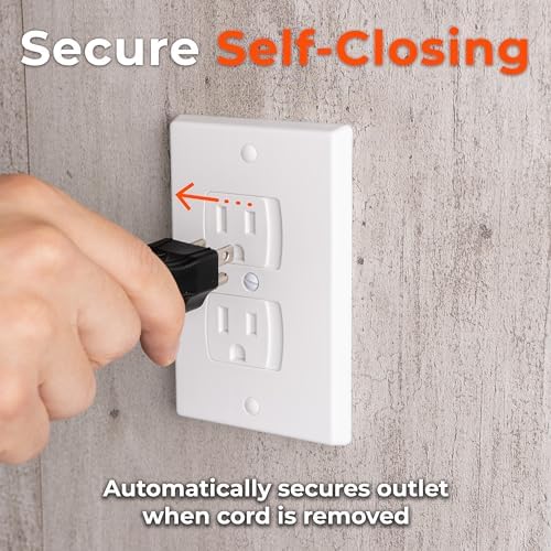 Self-closing outlet cover standard decorator fit