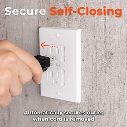 Self-closing outlet cover standard decorator fit