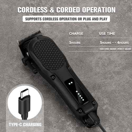 Ergonomic anti slip handle design on professional men hair cutting kit