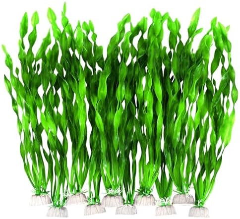 AQUANEAT aquarium plastic seaweed decorations close up showing soft green leaves