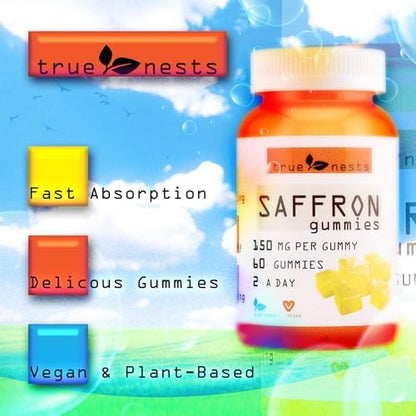 True Nests premium non GMO saffron extract citrus flavor wellness gummies