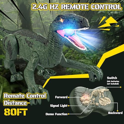 Child playing with rechargeable Rcfunkid remote control dinosaur