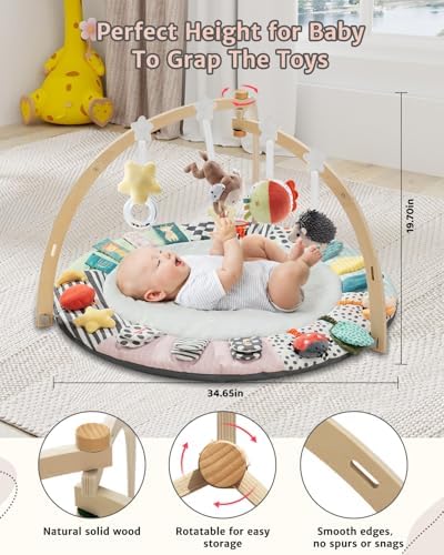 Newborn lying on Suihuooo sensory tummy time activity mat