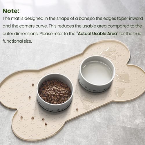 PWTAA thicker cat feeder pad holding two pet bowls