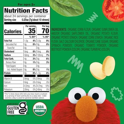 Earth's Best toddler veggie straws individual zero point five ounce snack pack with Elmo character
