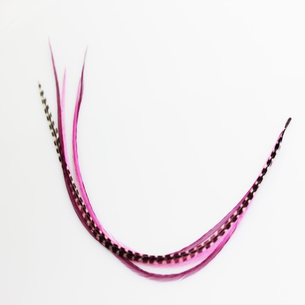 Sexy Sparkles pink and black feather hair extension set with micro beads.