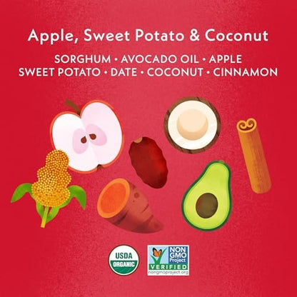 Once Upon A Farm non GMO organic puff snacks packaging highlighting avocado oil blend.
