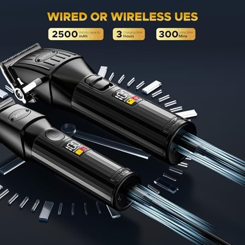 Electric beard trimmer for men showing smart digital battery indicator screen