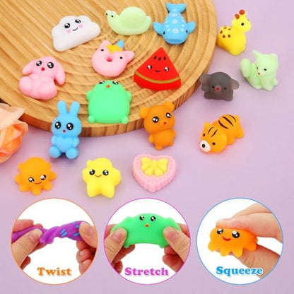 Premium sensory fidget toys being squeezed to demonstrate soft material texture