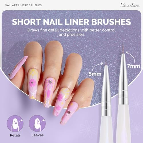MelodySusie nail art brushes with protective caps for storage