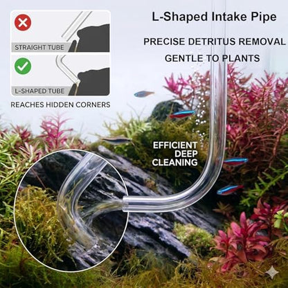 Demonstration of the AREPK small tank gravel vacuum cleaning substrate in a nano fish tank.