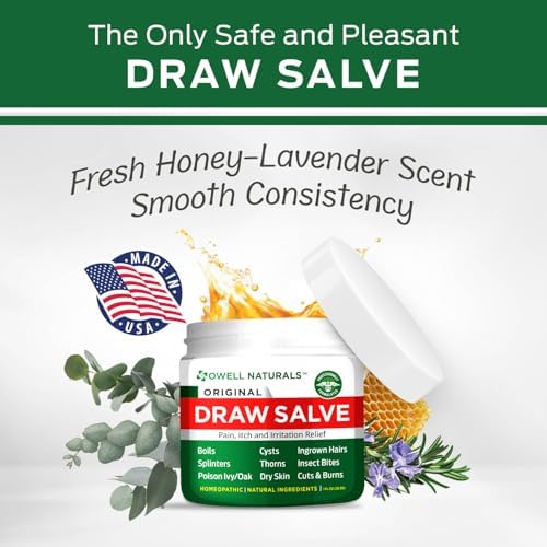 Botanical drawing salve with tea tree and lavender essential oils for skin irritations