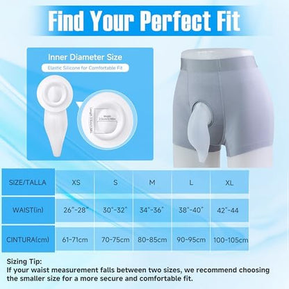 SorealGroup External Catheter for Men with Detachable Silicone Urine Bag (1000mL) | Wearable Urine Collector for Men with Reusable Tube 39.4in, Adjustable Anti-Slip Straps | Home & Daily Use - Image 3