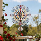 Liraveno kinetic garden wind spinner hanging on a porch