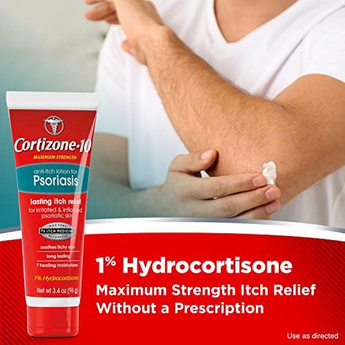 Back label of Cortizone 10 Anti Itch Lotion for Psoriasis with drug facts and directions.