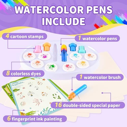Toddler using the stain free magic watercolor pen on special reveal paper