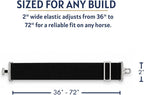 AJ Tack replacement surcingle strap fully extended showing premium thick equestrian elastic fabric