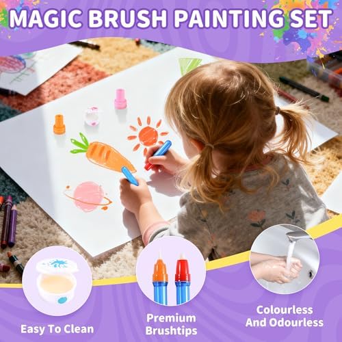 Clear ink pads and pattern stamps included in the non toxic children drawing kit