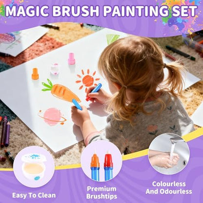 Clear ink pads and pattern stamps included in the non toxic children drawing kit