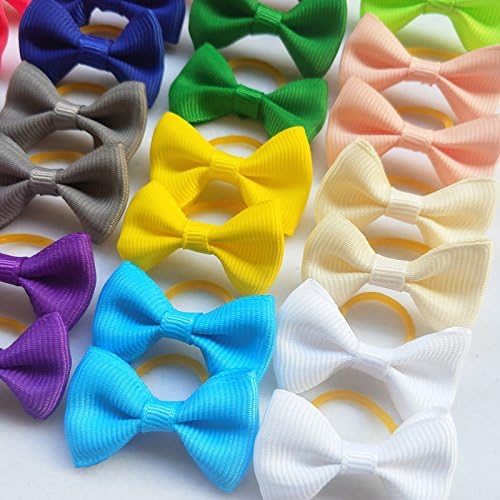 20 pairs of colorful pet hair bows in packaging