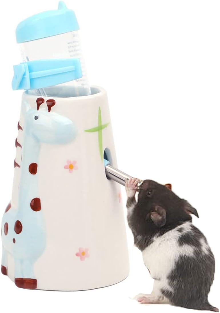 Hamster Water Bottle Small Animal Standing Water Dispenser Ceramic Base Cage Hanging Water Feeding Bottles Auto Dispenser for Hamster Guinea Pig Squirrel Rabbit Hedgehog (Pink) - Image 8