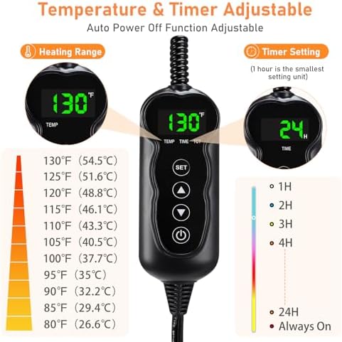 INVENHO Heated Cat Bed, Waterproof Adjustable Temperature Dog Cat Heating Pad with Timer, Indoor Pet Heating Pad for Cats Dogs Electric Pads for Dogs Cats, Pet Heated Pad (S: 18" x 16") - Image 5