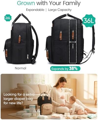 Qualyphant expandable baby travel bag showing dual main compartments