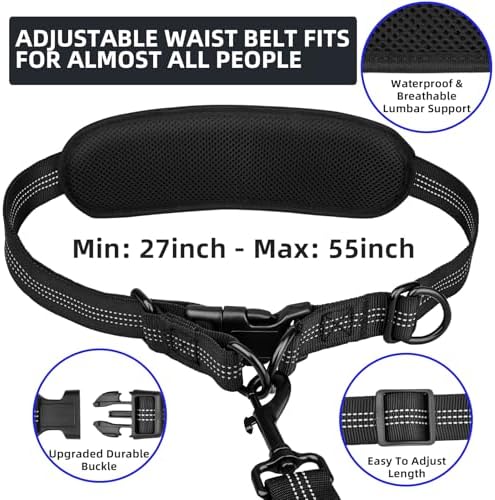 Uppetly blue large size retractable dual dog leash with heavy duty clips